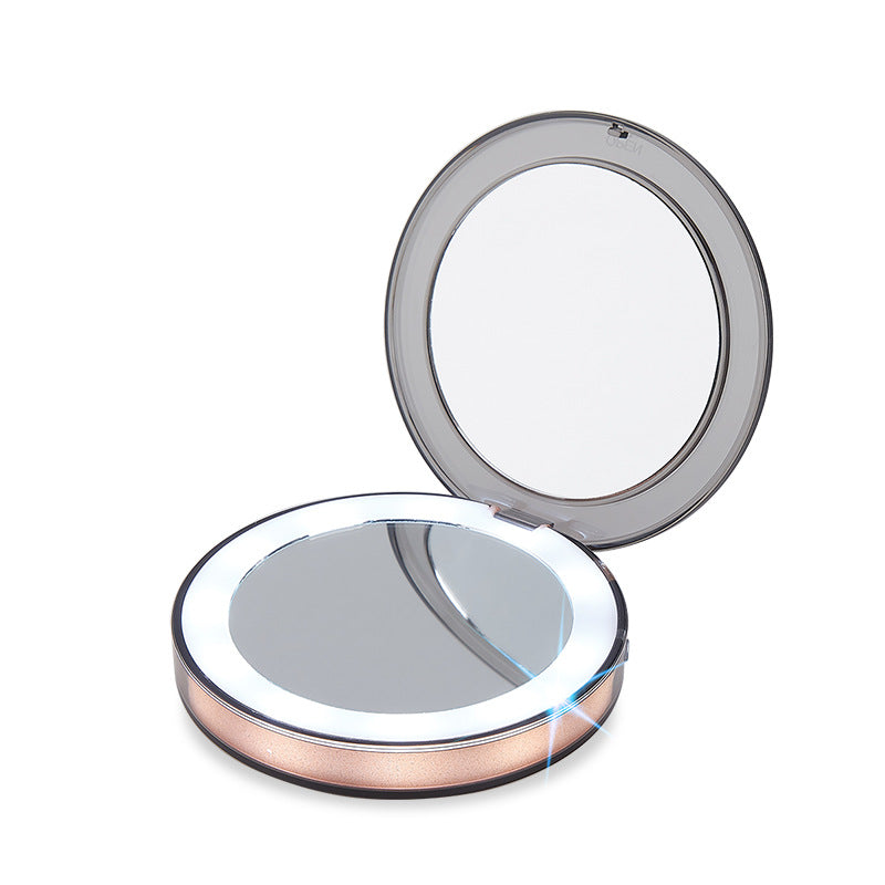 Specchio per trucco a LED portatile, ricaricabile via USBdefer=